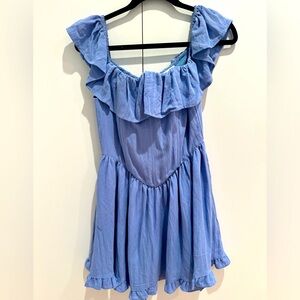 Blue Ruffle Top Mini Dress - Never Worn